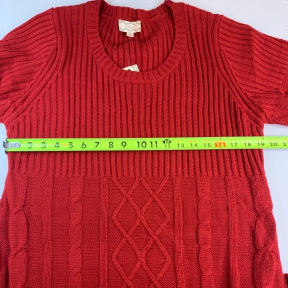 Cottagecore Sweater dress by, Pink Rose, size 1X long red cable knit - Picture 15 of 16